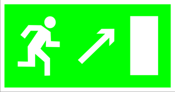 E05 направление к эвакуационному выходу направо вверх (пленка, 300х150 мм) - Знаки безопасности - Эвакуационные знаки - Магазин охраны труда Протекторшоп